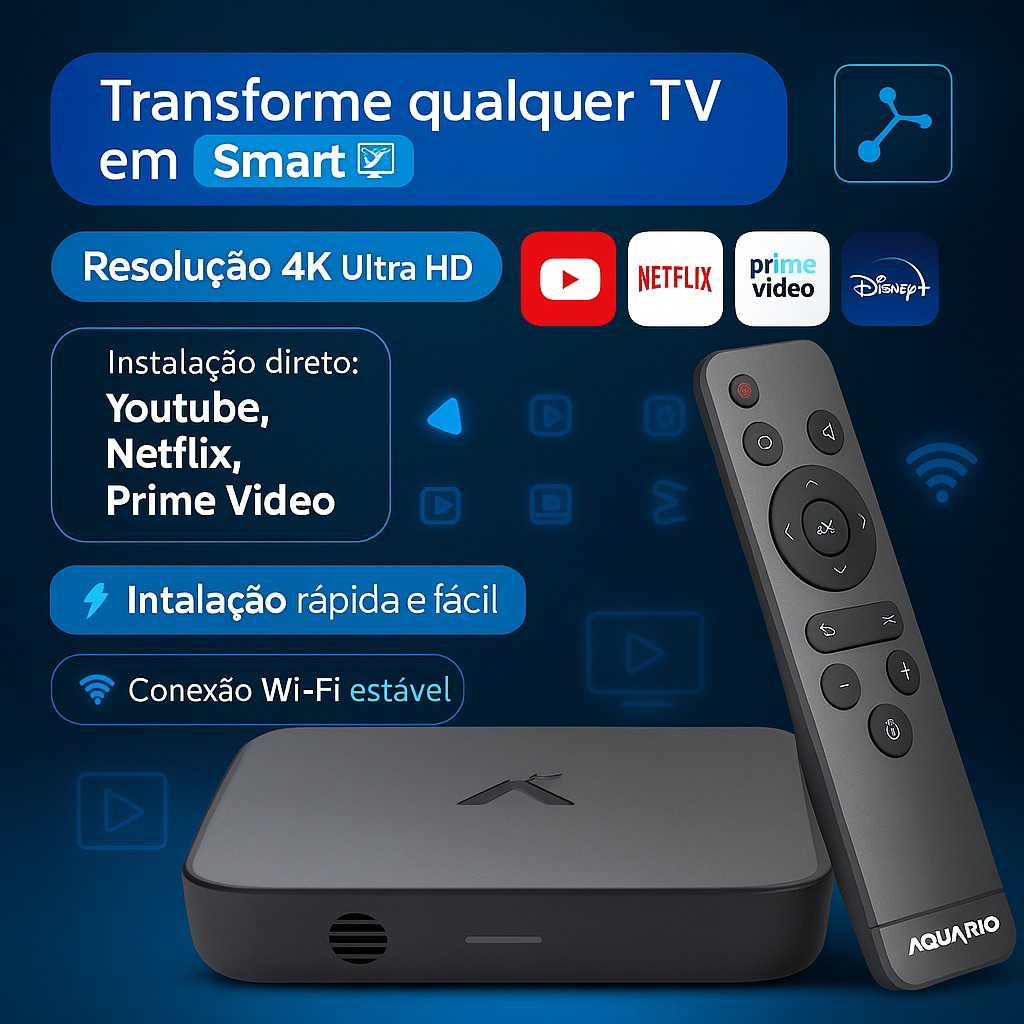 Smart Box TV Aquário STV-3000 Plus Android 11 4K Original NF