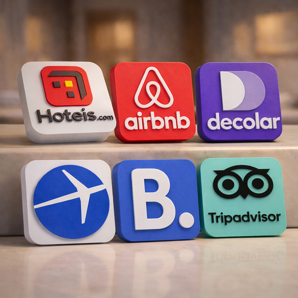 Placas Decorativas Turismo Airbnb- Booking- Decolar- TripAdvisor- Expedia- Hotéis. com - Enfeites