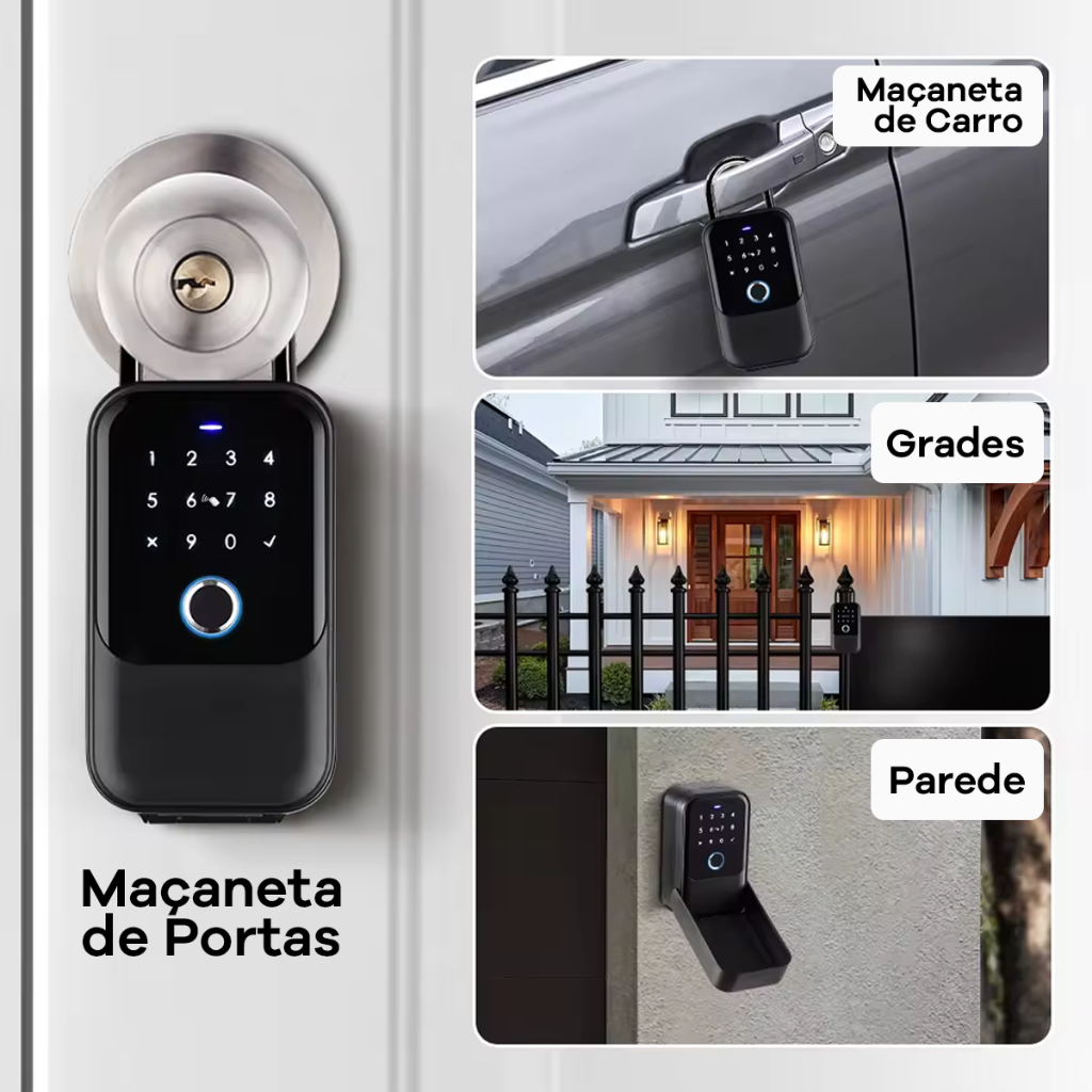 Porta Chaves Inteligente Digital Aplicativo Celular Booking Airbnb Self Check-in Senhas Abertura Remota Interno Externo