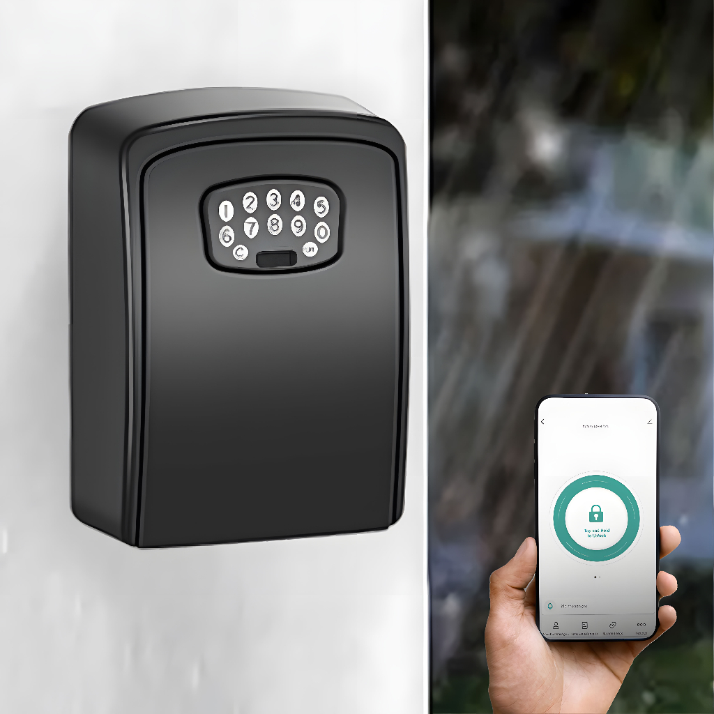 Porta Guarda Chaves Eletrônico com Senhas Remotas App Tuya Smart Self Check IN Alugueis Booking Airbnb Pousada