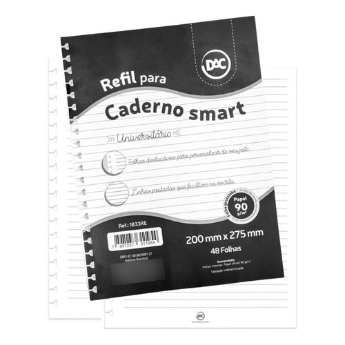 Refil 48fl Dac Caderno Smart/universitário Destacável Branco