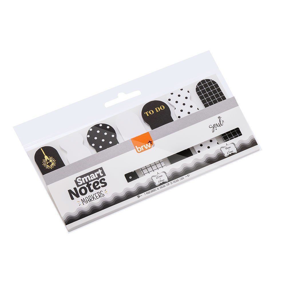 Marcador de Página Adesivo Preto e Branco Smart Notes Brw