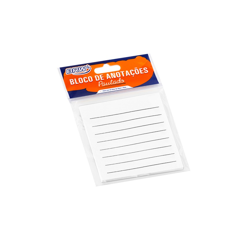 Bloco smart notes 76x76mm pautado - branco - 50fls brw