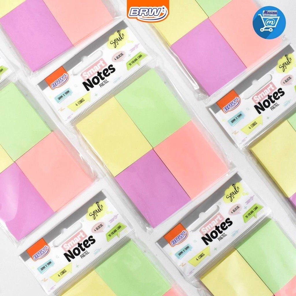 Bloco Smart Notes Color Pastel c/4 BRW 200fls 38mmx51mm
