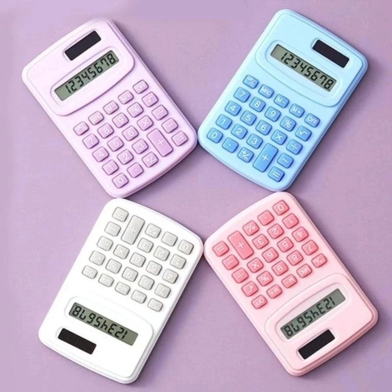 Mini Calculadora Digital de Bolso 8 Dígitos Estudante - Rosa Roxo Azul Branco ---10cm x 6cm..,,
