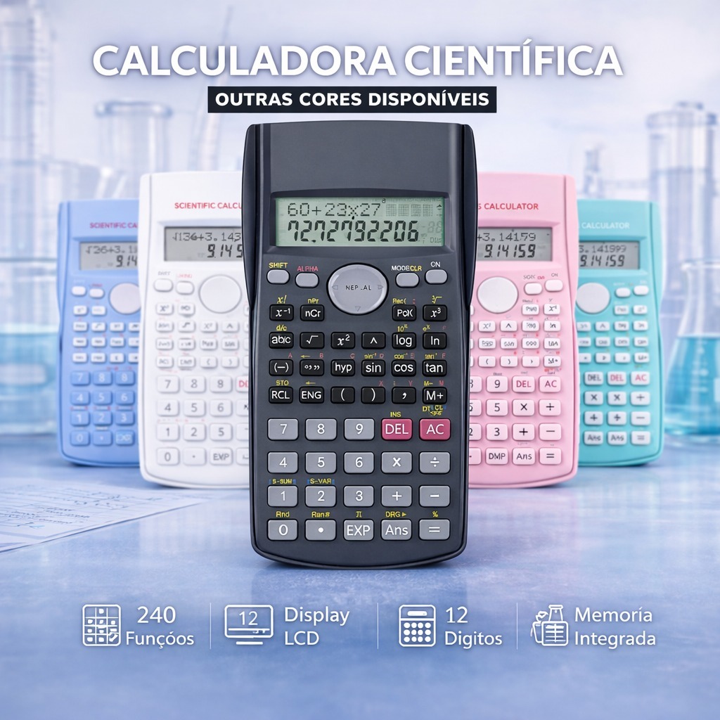 Calculadora Cientifica Multifuncional Visor Digital Funcoes Trigonometricas Matematica Avancada