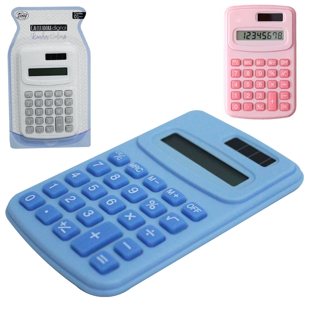 Calculadora Digital de plástico 6cm x 9,5cm 1 unidade Linha Colors Cosy