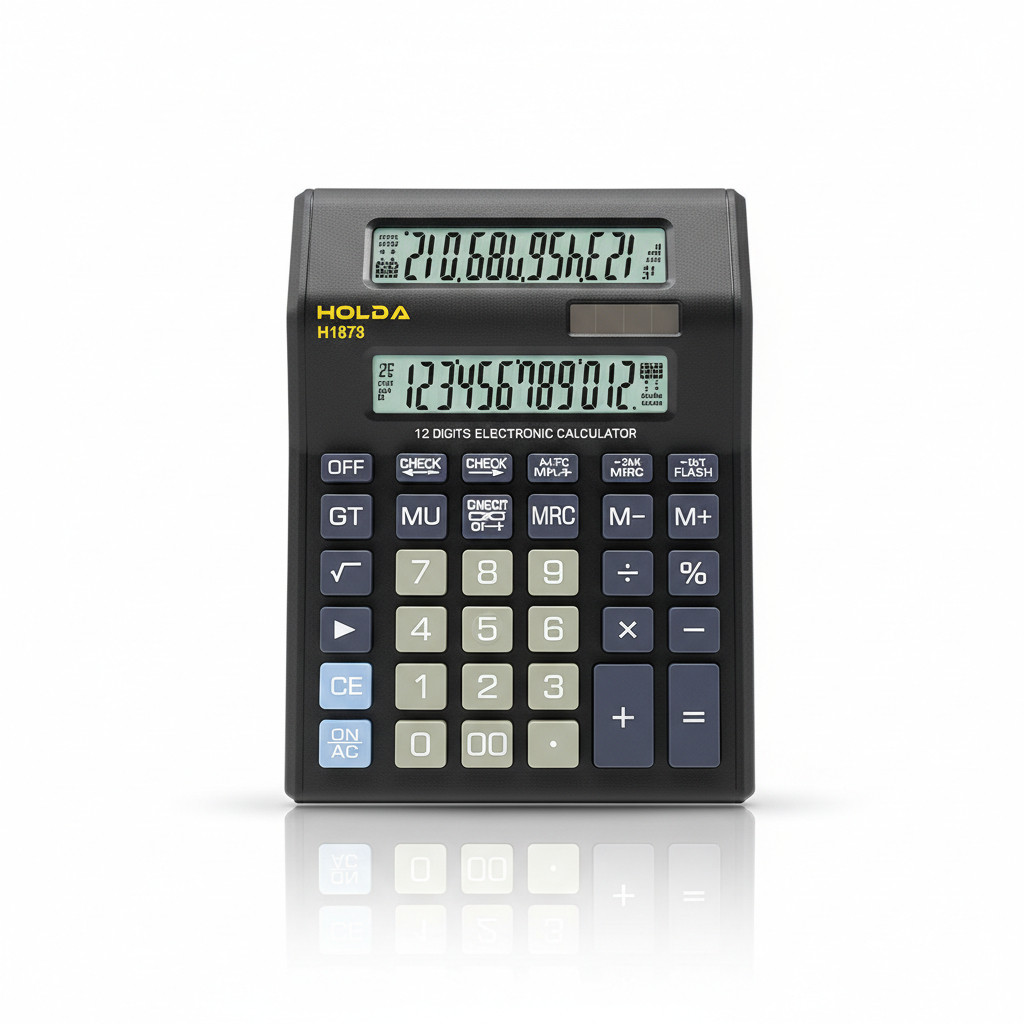 Calculadora de Mesa Wassay 12 Dígitos com Duplo Visor Digital para Escritório
