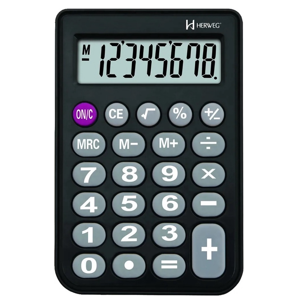 Calculadora De Mão Digital Preta 8 Dígitos Herweg 8508 034