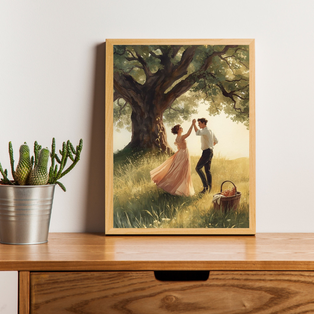Quadro Decorativo Orgulho E Preconceito Aquarela Casal Placa Decorativa para Quarto Sala Ebook
