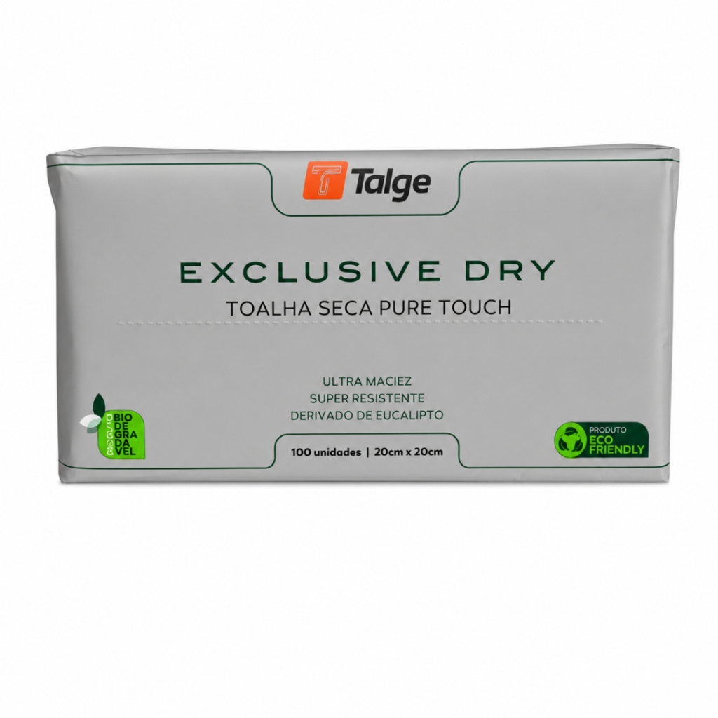 Toalha Seca Pure Touch Talge Exclusive Dry 20x20cm com 100 Unidades