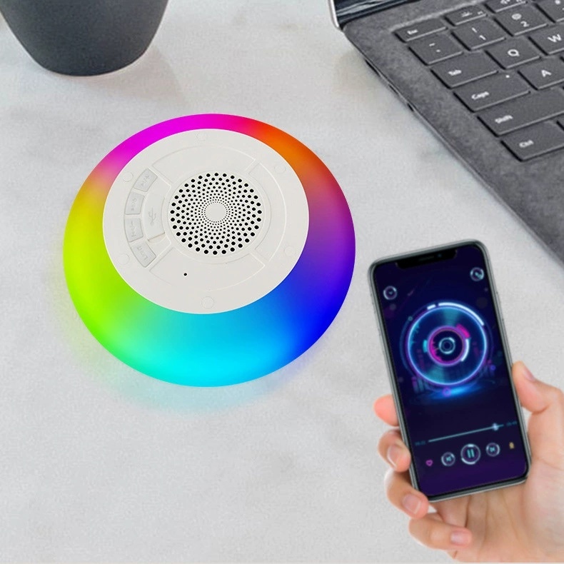Alto-Falante De Chuveiro Bluetooth IPX7 À Prova D'água Para Piscina Flutuante Com Microfone 1200mAh RGB Light Banheiro E