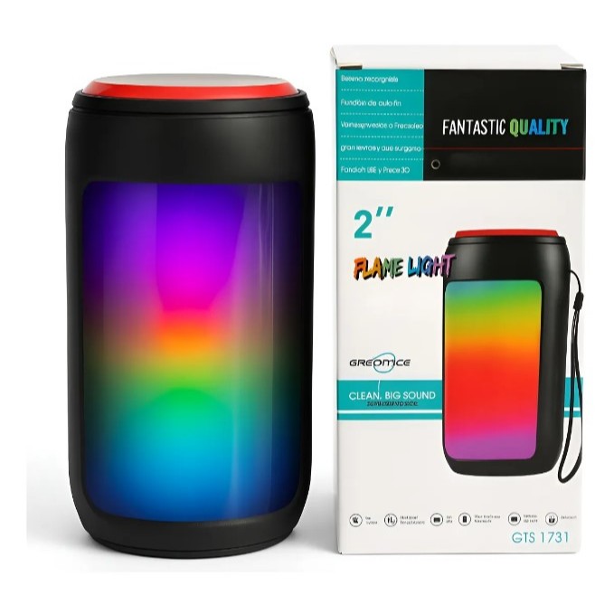 Caixa De Som Bluetooth Greatnice Flame Light Gts-1731