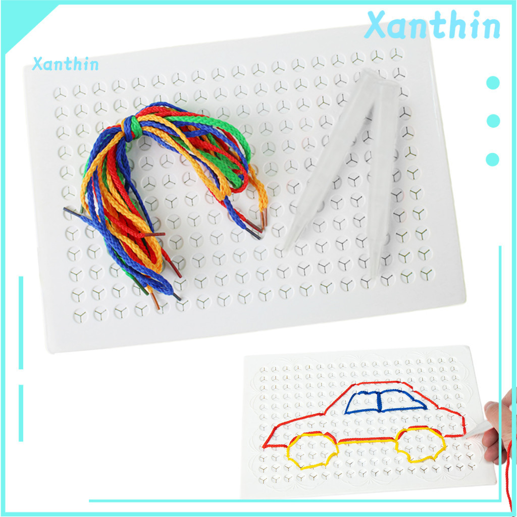 Threading Activity Toy Imaginative Pattern Creation Diy String Braided Drawing Board Christmas Craft Kit for Kids 2-8 Ye