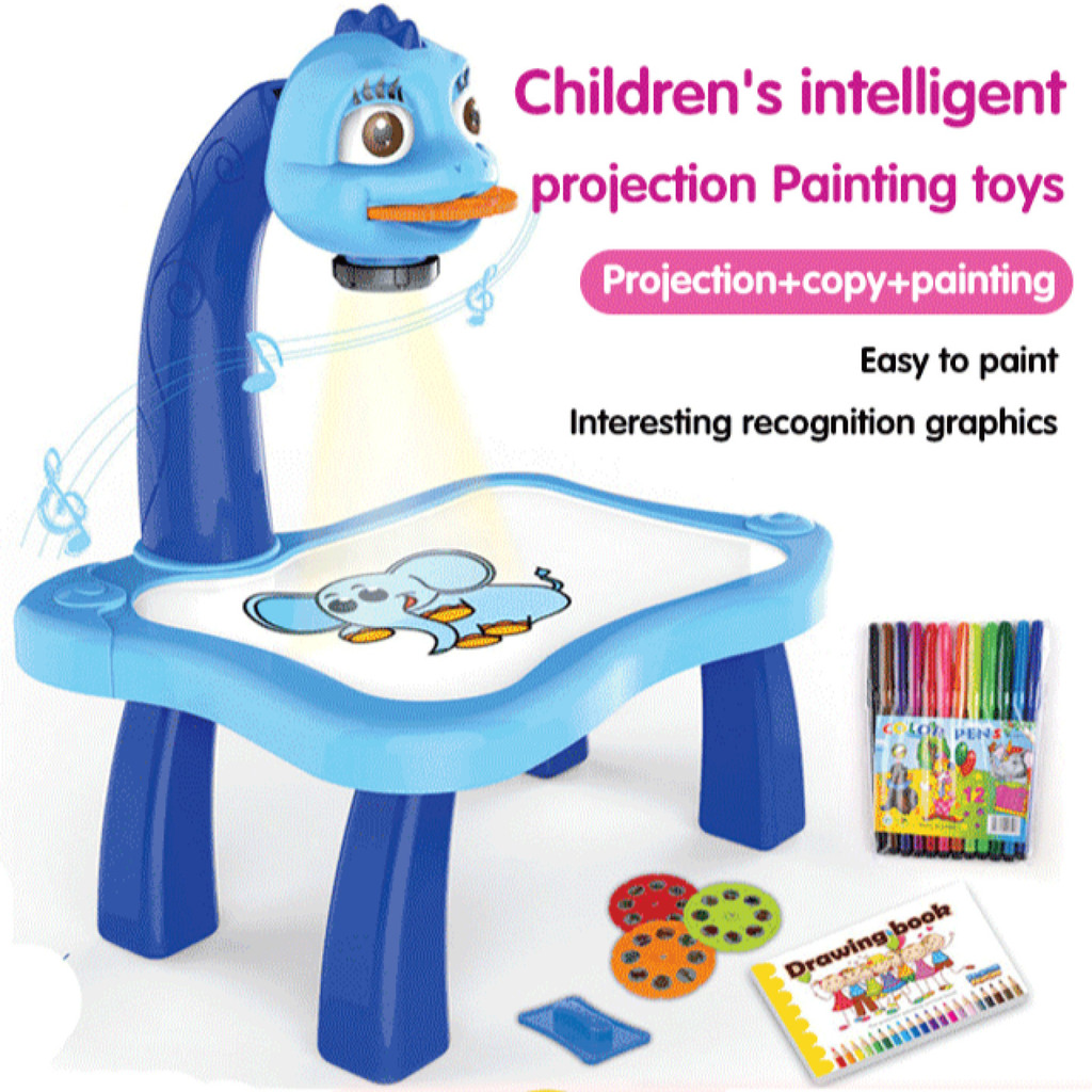 [Ideal para Crianças] Ligent Drawing Board Ligent Projection Drawing Machine Rich Plastic Brinquedo/Educativo/Desenho