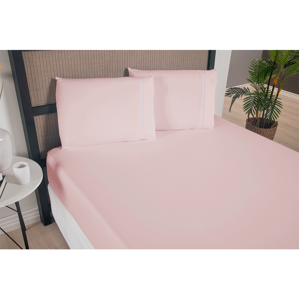 Jogo de Lençol Versatile 3 Peças Ponto Palito Simples 100% Poliéster Micropercal 300 Fios Cama Casal