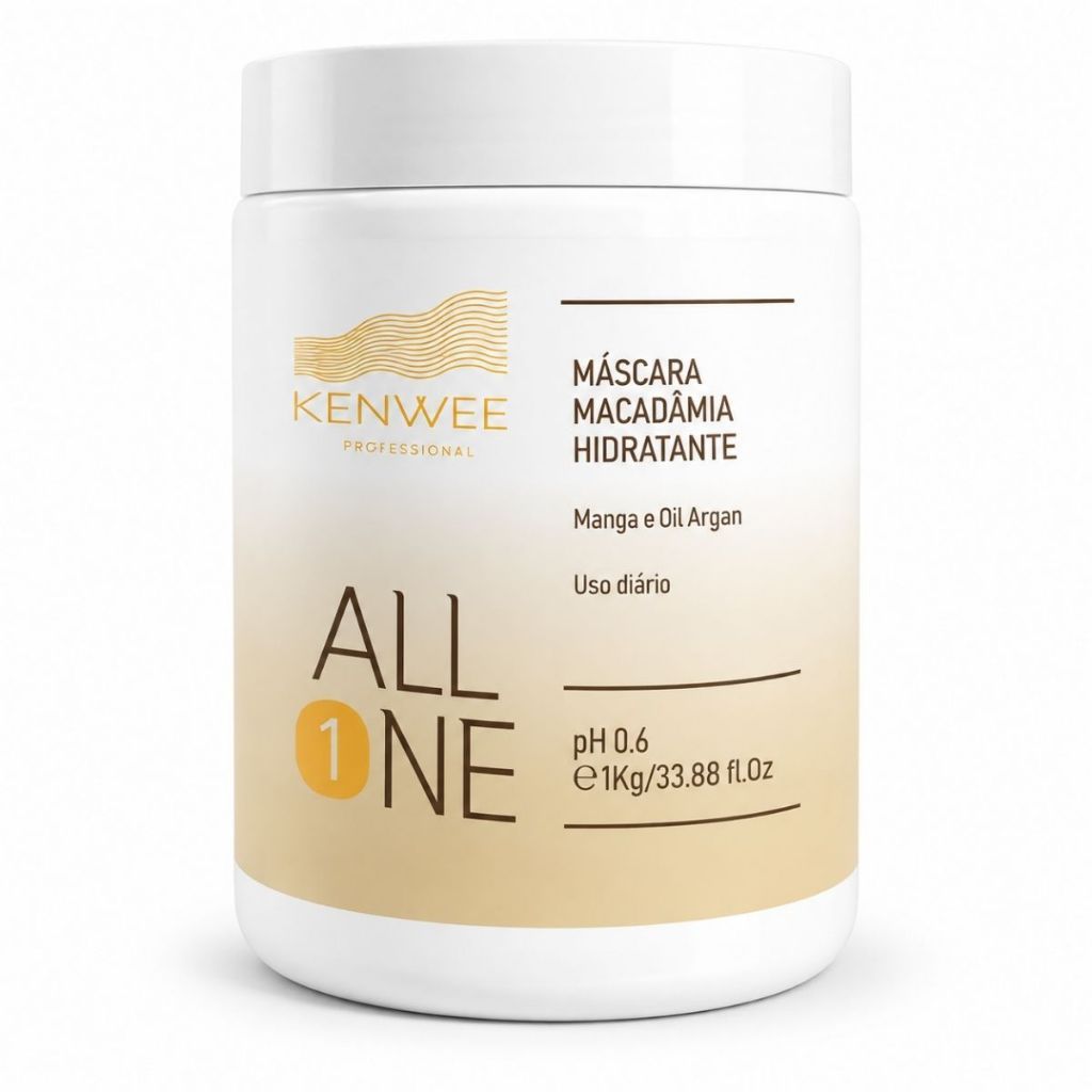 Máscara Hidratante de Macadâmia All One Kenwee 1kg Cabelos Danificados