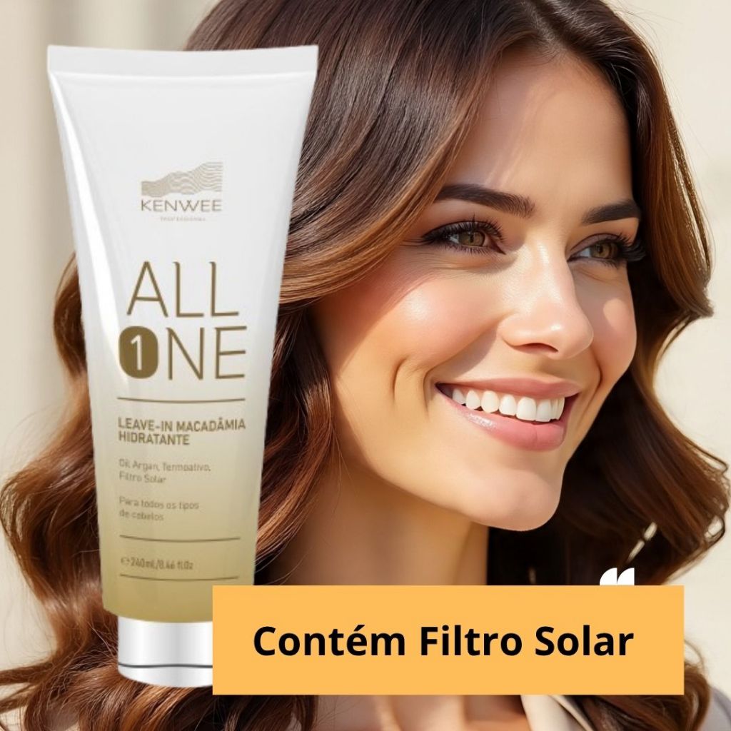 Leave In Antiqueda, Brilho Intenso e Proteção Térmica All One Kenwee 240g (Compre c/ Desconto no Atacado)