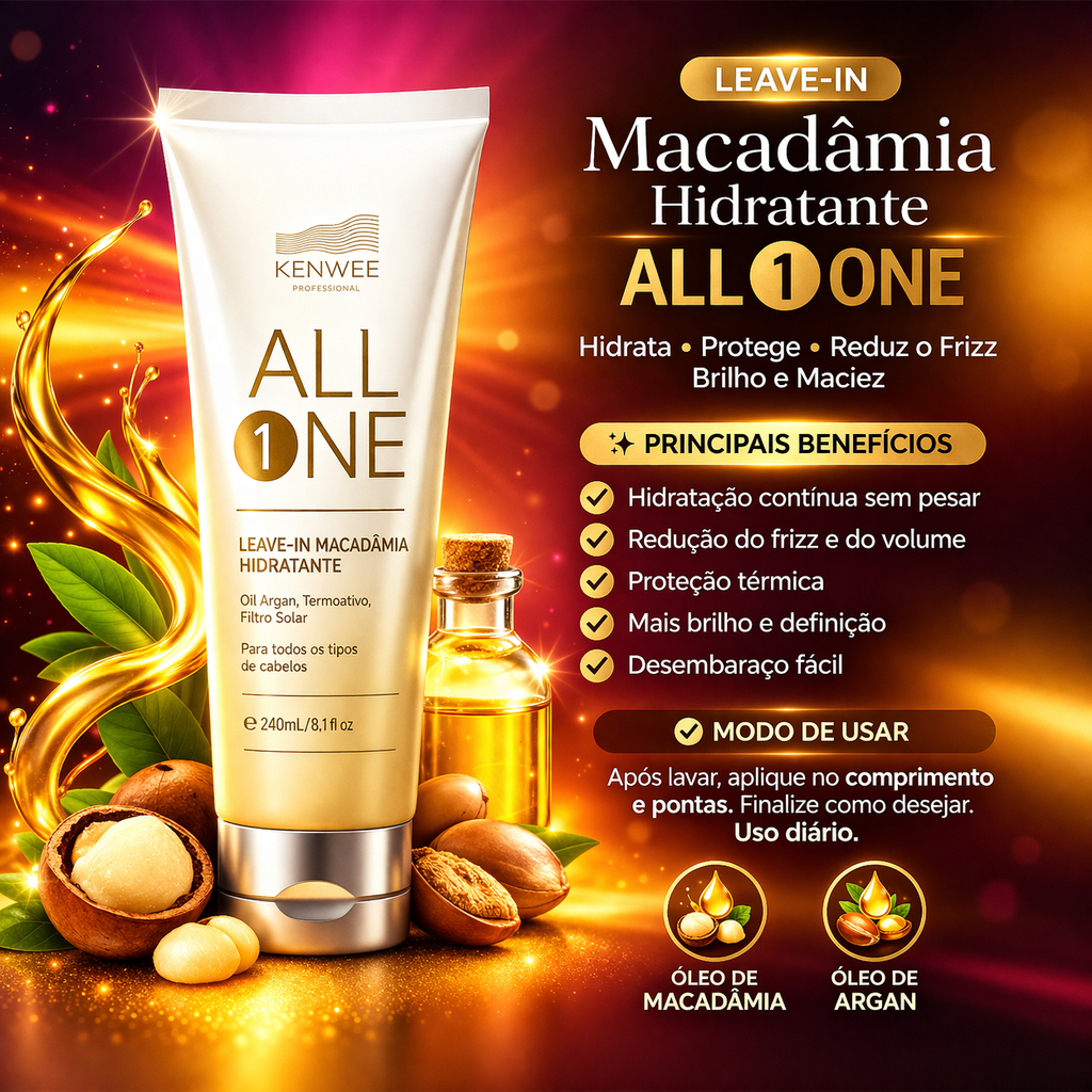 Leave In de tratamento Antiqueda e Brilho Intenso All One Kenwee 240g (Desconto no Atacado)