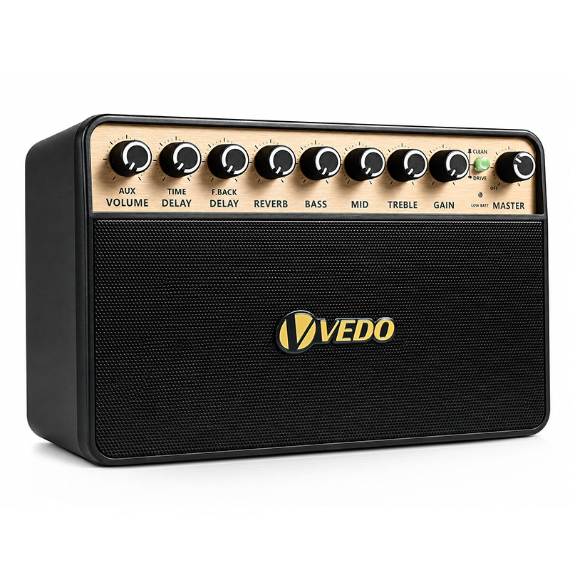 VEDO KG-20 20W Guitar Speaker Rechargeable Mini Guitar Amplifier Support AUX Input Accompaniment OTG Recording Headphone