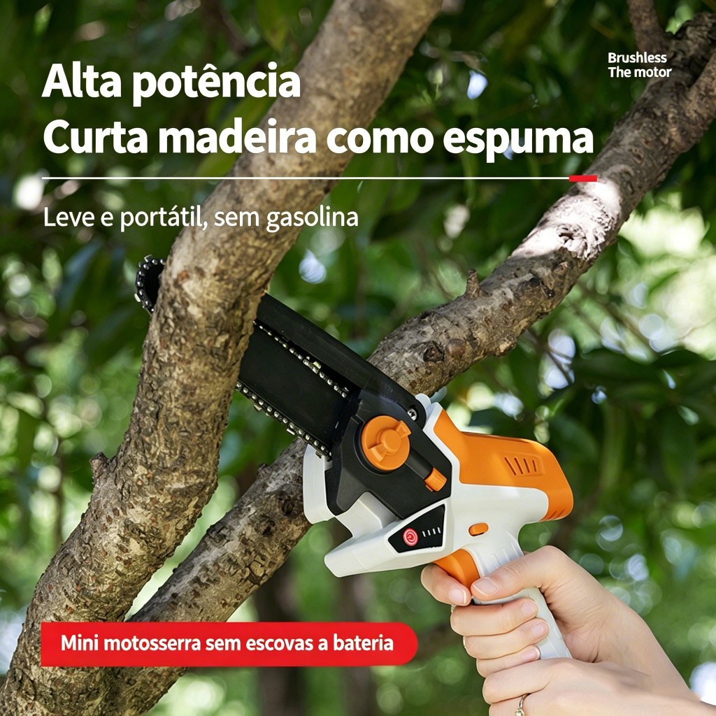 Mini Electric Chainsaw Rechargeable para jardinagem e reparação, corte de galhos