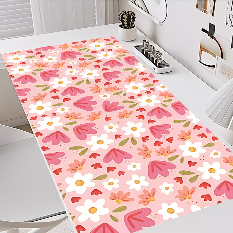 Mouse Pad Gamer Fofo Com Estampa Floral Rosa Estampa Ultra Hd Sublimação
