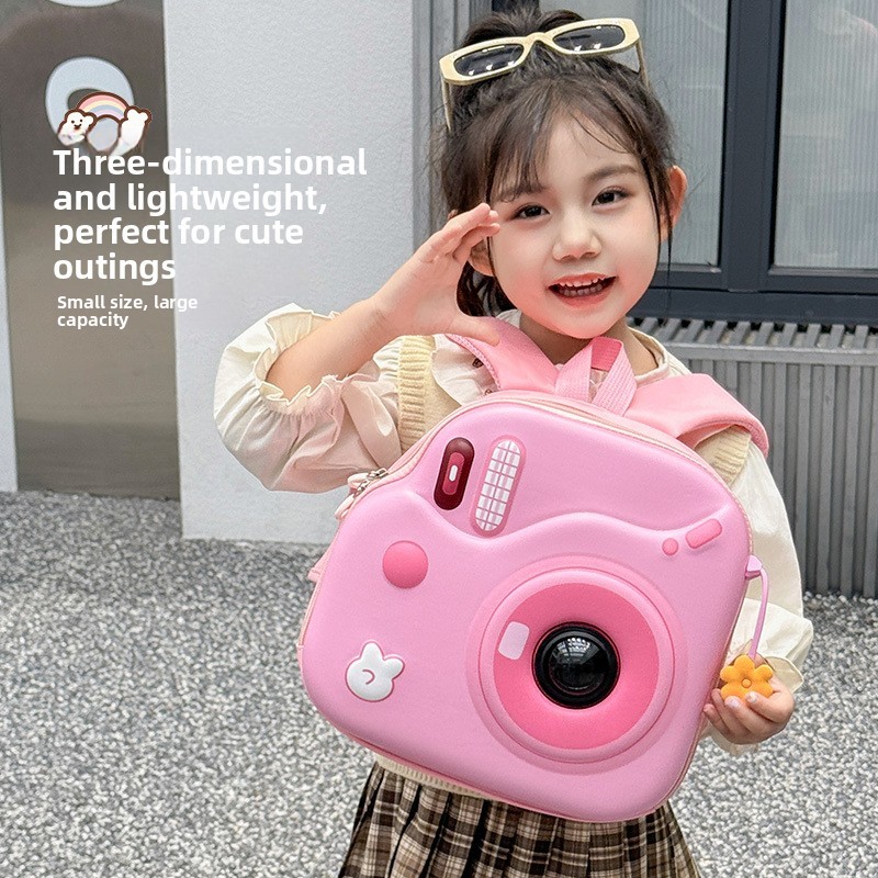 [2026 Novo estilo LED piscando casca de ovo mochila infantil] mochila de jardim de infância estilo câmera Super fofa | F