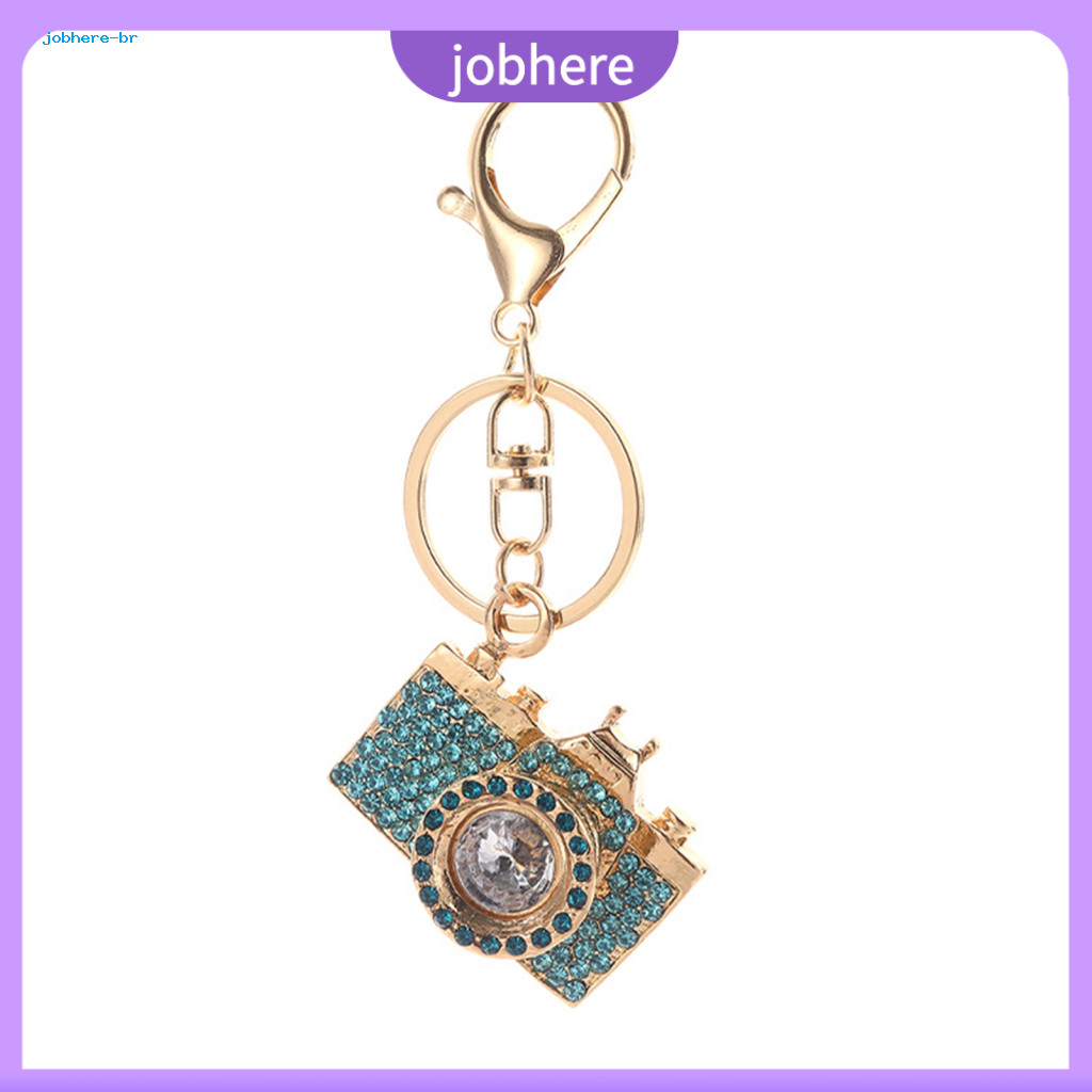 Vintage Camera Keyring Rhinestone Keychain Pendant with Anti-oxidation Lobster Clasp – Stylish Backpack Accessory for