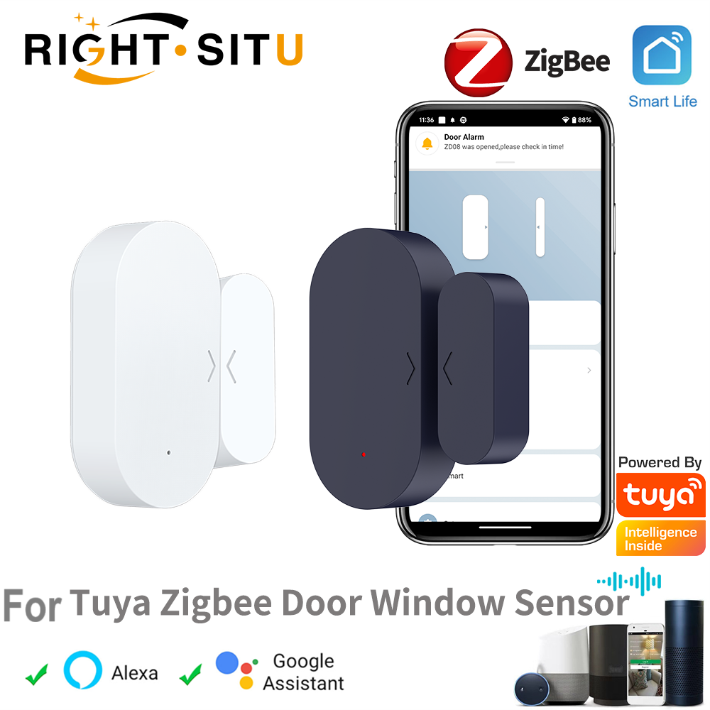Sensor de Porta e Janela Zigbee 3.0 Alarme de Intruso Proteção Inteligente de Segurança Compatível com Tuya Smart Life