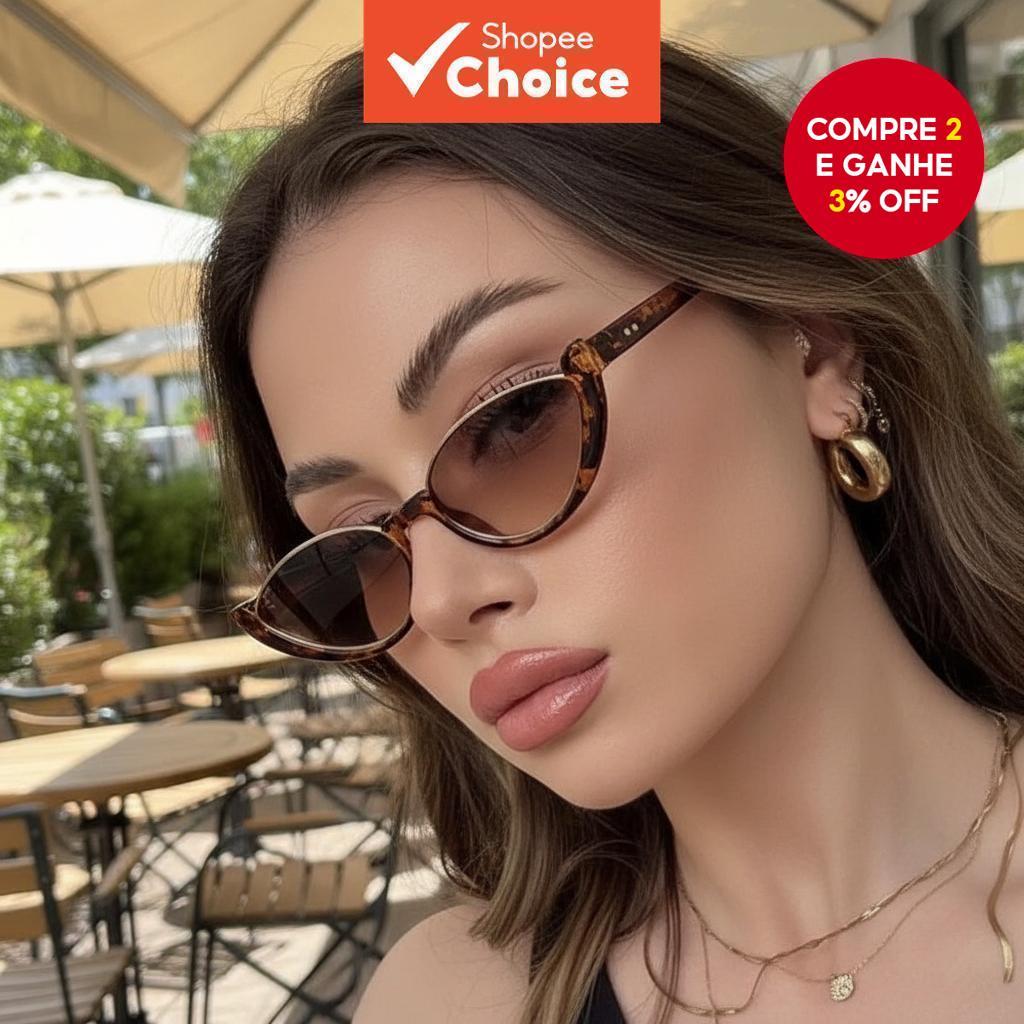 Óculos de sol modernos Cat Eye para mulheres com armação inferior e proteção UV.