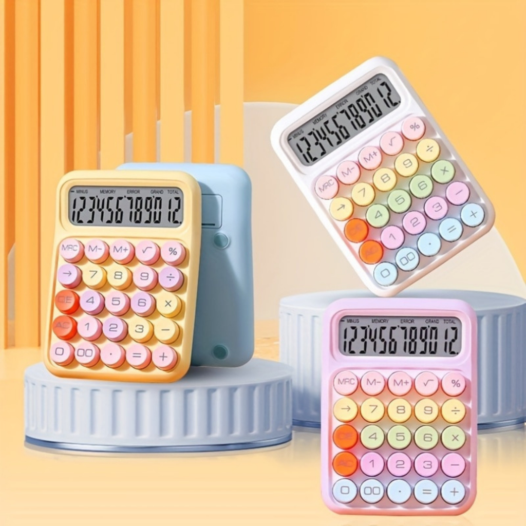 Calculadora Colorida Botões Redondos Toque Confortável Escolar Fofinha