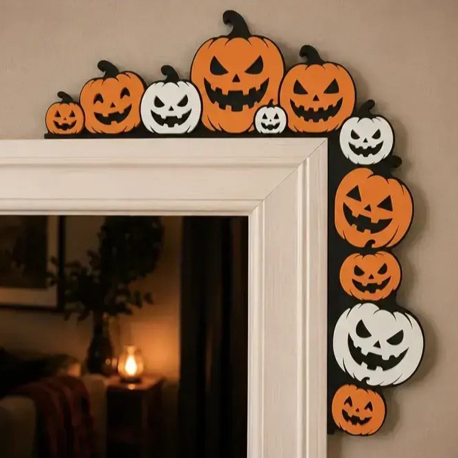 Decoração de Canto de Porta Moldura Jack Lantern Halloween