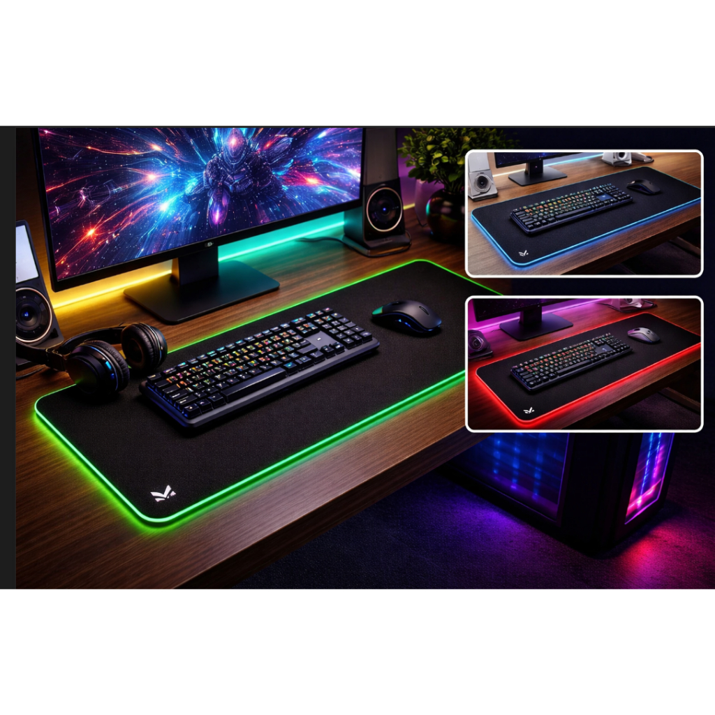 Mouse Pad Gamer Speed XXL RGB Antiderrapante com Borda Costurada – Base Grande para Teclado e Mouse | Alta Precisão