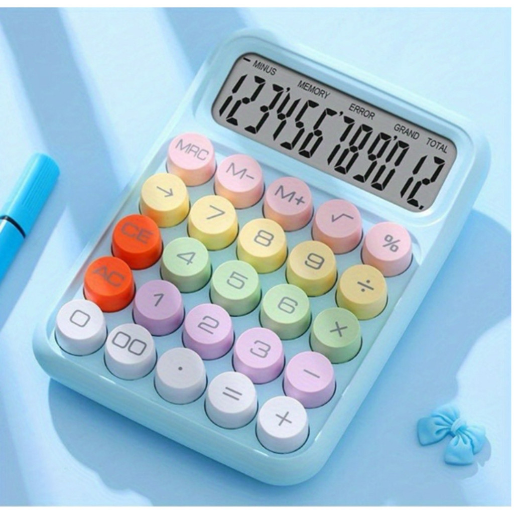 Calculadora Kawaii Colorida PREMIUM  De porão de Teclado De 1 Peça Mecânica De 12 Dígitos botão colorida