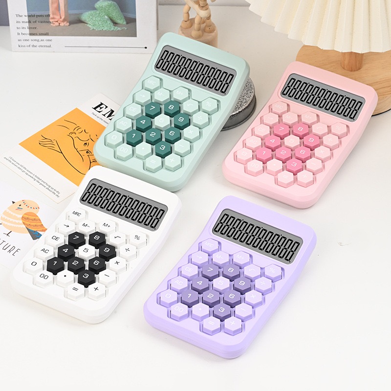 [Novo] Teclado flexível de teclas grandes de 12 dígitos da Calculadora Kawaii adequado para estudantes e meninos 818--70