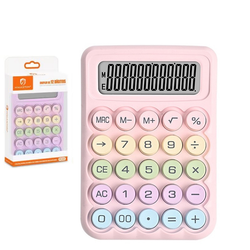 PC-03 Nova Calculadora De 12 Dígitos De Teclas Grandes Teclado Flexível Para Estudantes