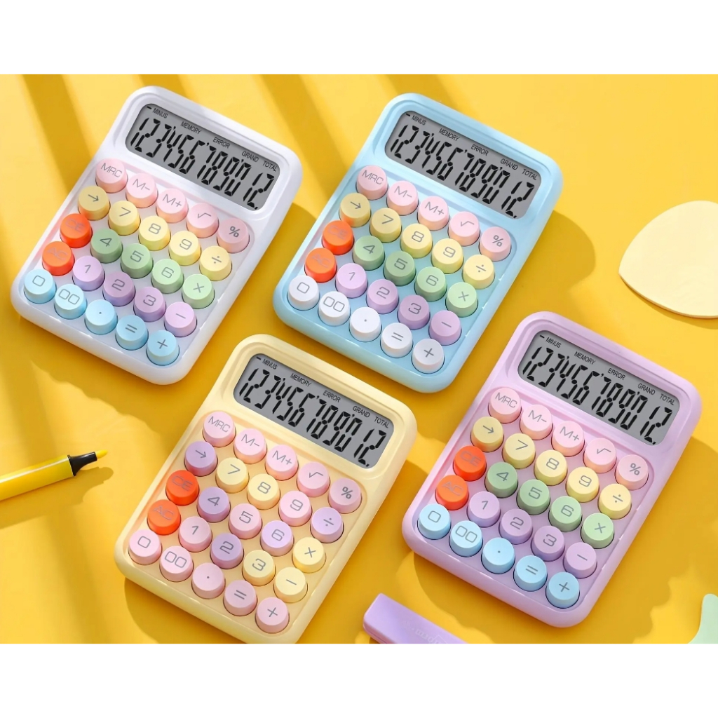 Calculadora de teclado Colorido mecânico bonito Candy Color escola comércio escritório 12 dígitos
