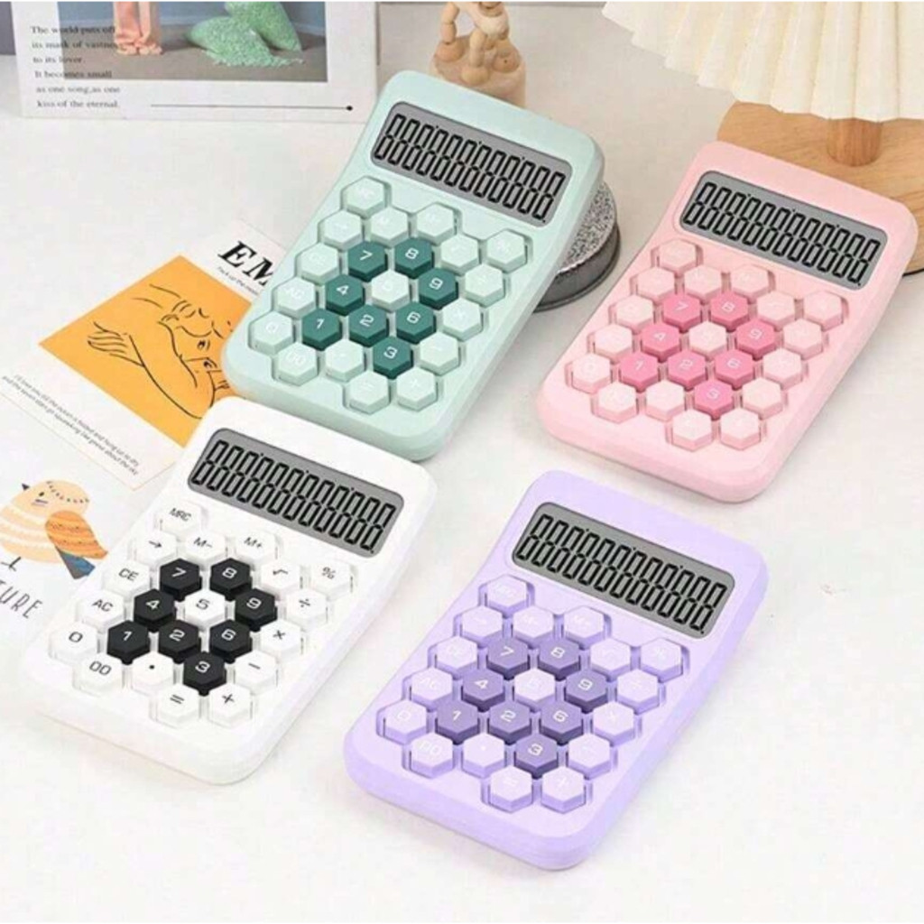(Novidade)Kawaii Calculadora De 12 Dígitos De Teclas Grandes Teclado Flexível Para Estudantes Meninos E Meninas Escritório Colorido Contabilidade Financeira(Baratinha)