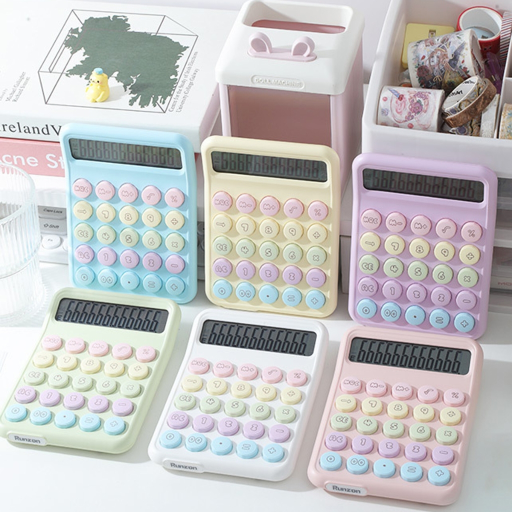 Calculadora de 12 Dígitos Teclado redondo colorido Grande para escola ou trabalho
