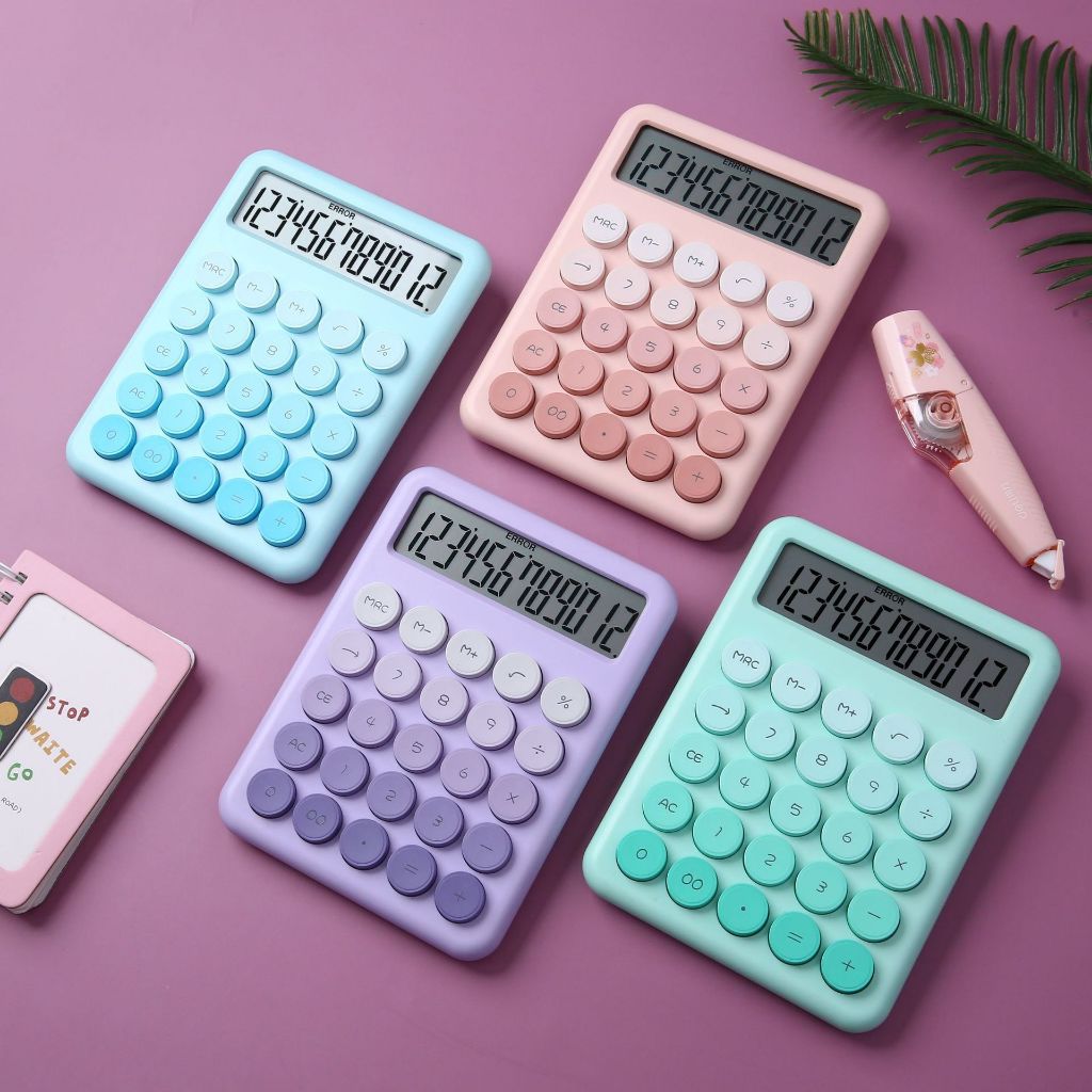 Calculadora de 12 dígitos com teclado redondo para escola ou trabalho