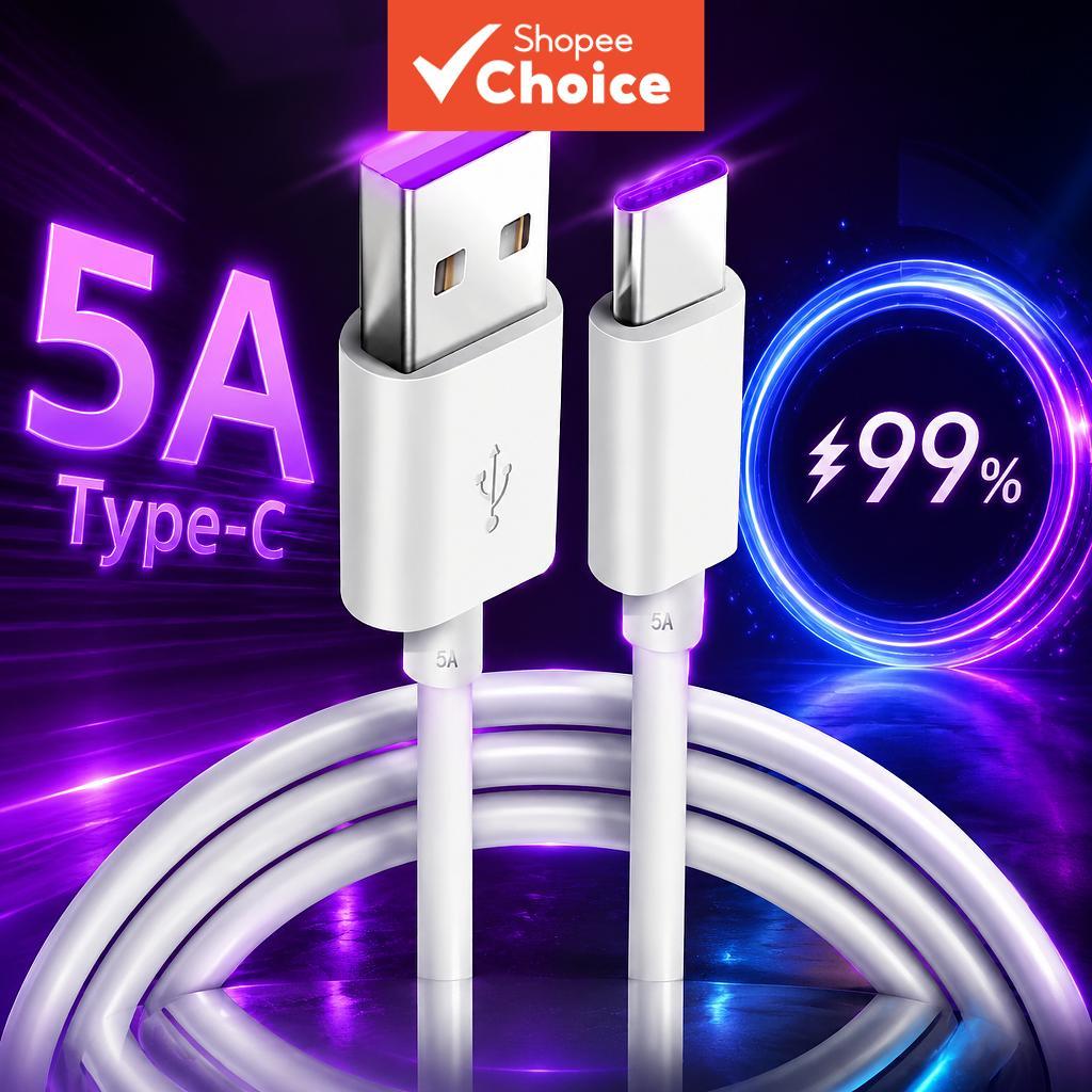 Cabo de Dados e Carregamento Rápido USB Tipo C 2m 5A 65W para Celular, Compatível com Samsung, Xiaomi, Huawei, Oppo