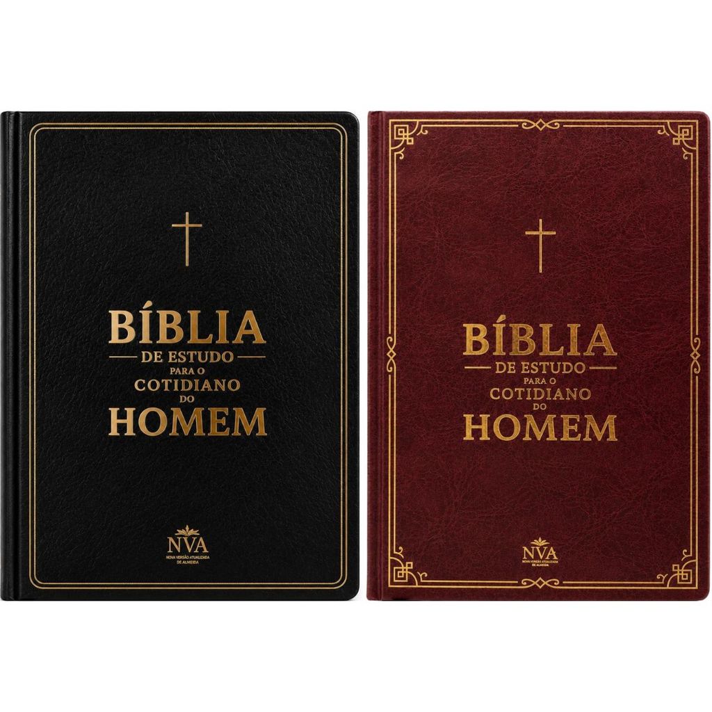 Kit 2 Bíblias de Estudo para o Cotidiano do Homem | NVA FULL COLOR | Capa Marrom e Preta