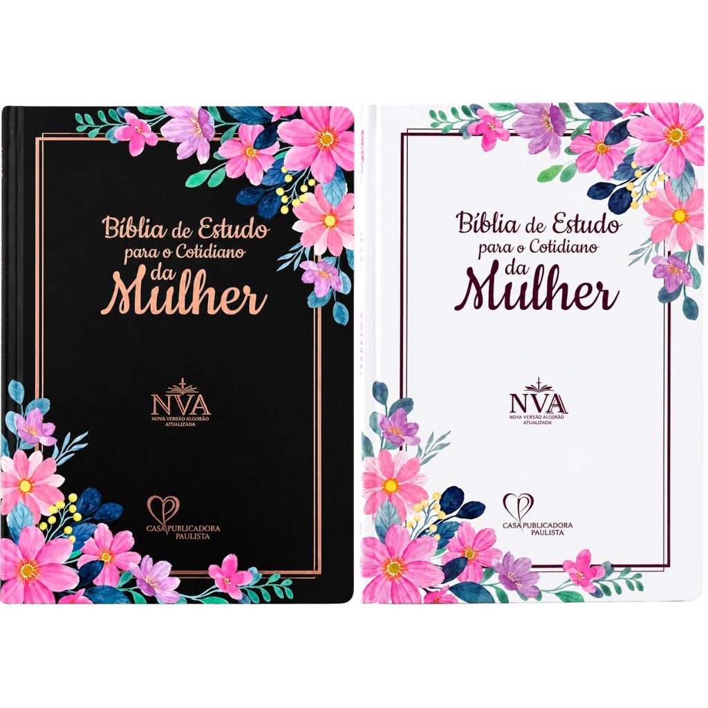 Kit 2 Bíblias de Estudo para o Cotidiano da Mulher | NVA FULL COLOR | Capa Branca e Preta