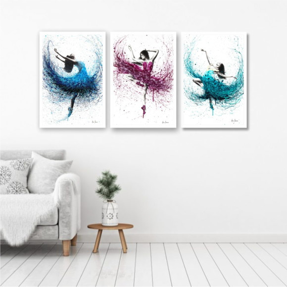 Quadros Decorativo 3 peças 20x30 Mosaico Mdf Alta Resolução Full HD  Bailarinas Estilo Pintura Colors Balé