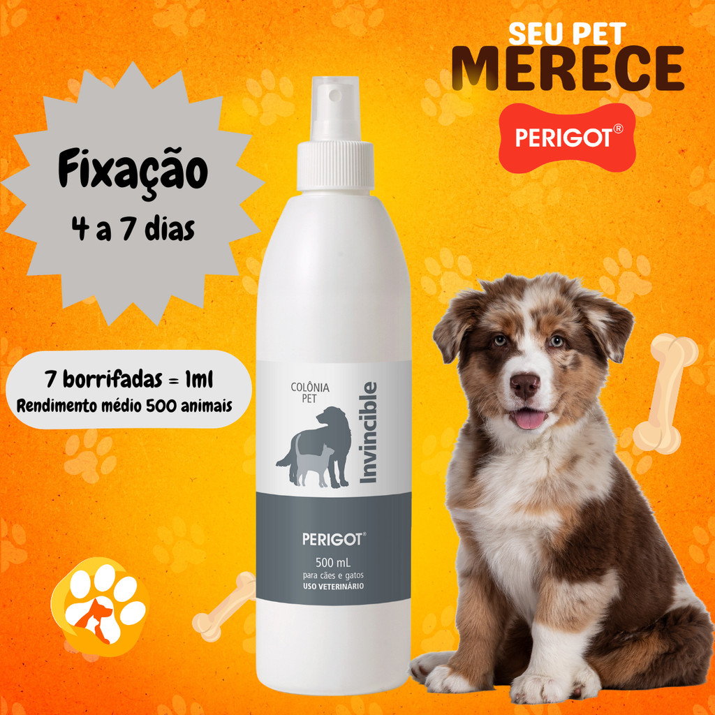 Perfume Alta Fixação Colônia Invincible Profissional Perigot 500ml para Cães e Gatos
