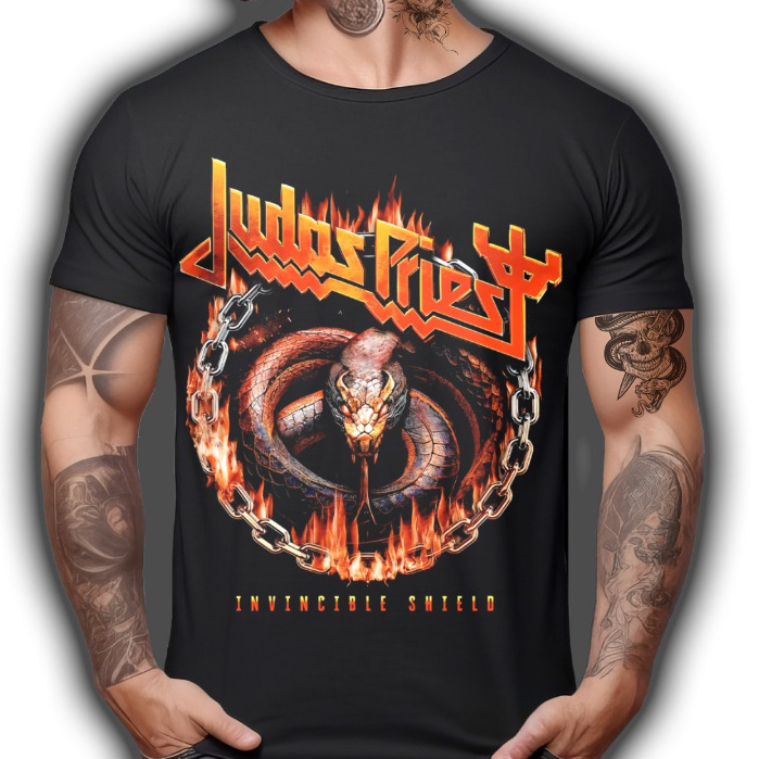 Camiseta Judas Priest Invincible Shield Rock 100% Algodão