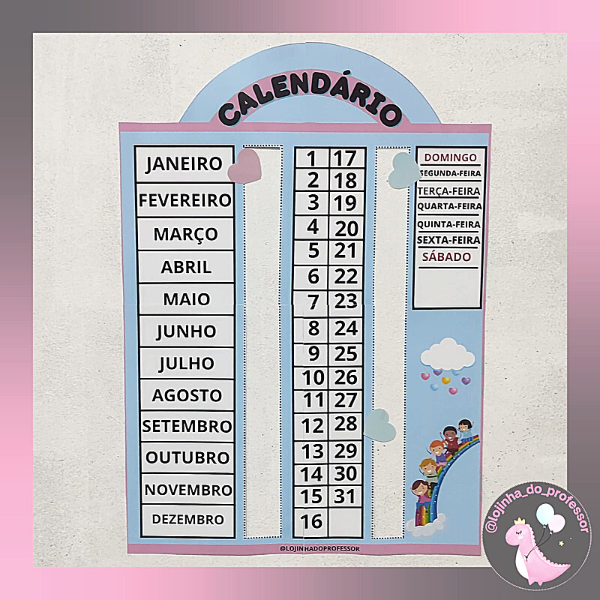 CALENDÁRIO -ORNAMENTAÇÃO DE SALA- CARTAZ