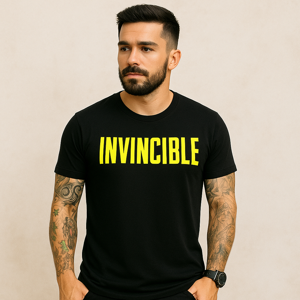 Camiseta Masculina Estampa Invincible Conforto e Qualidade Casual Lazer Esporte Treino