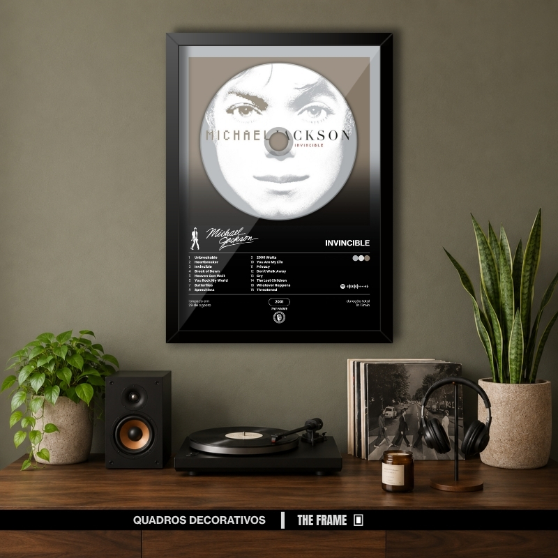 Quadro Decorativo A4/A3 Spotify Michael Jackson Album Invincible