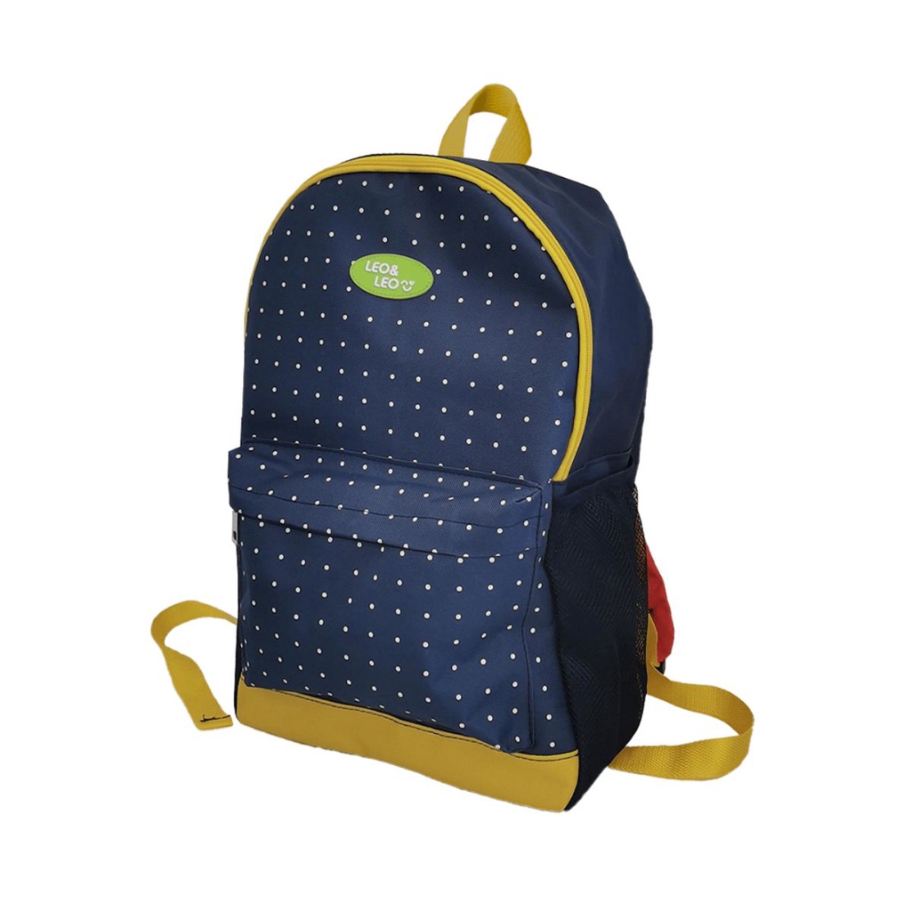 MOCHILA ESCOLAR INFANTIL REFORÇADA CAMPING AZUL VERMELHO E AMARELO 43CM - LEONORA